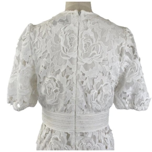 NEW ADELYN RAE Shift Lace Floral Midi White Adrian Dress Size Sm $128 Back Zip - Picture 4 of 9